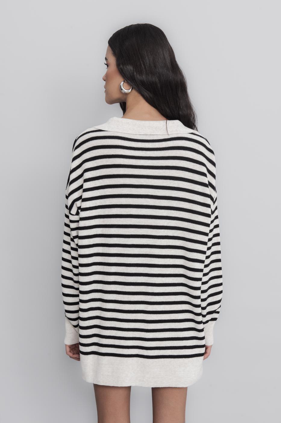Striped Collared Knit Pullover