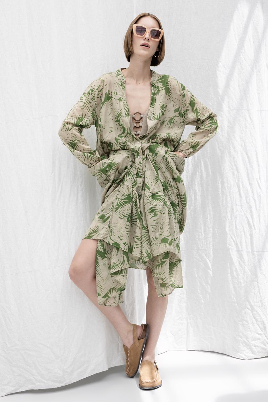 Cotton Patterned Midi Dress