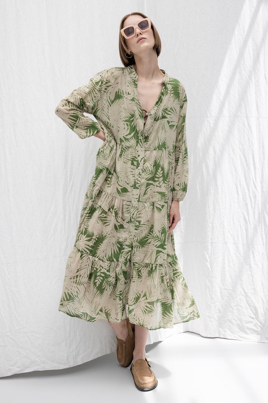 Cotton Patterned Midi Dress