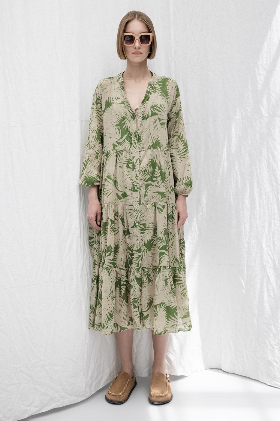 Cotton Patterned Midi Dress