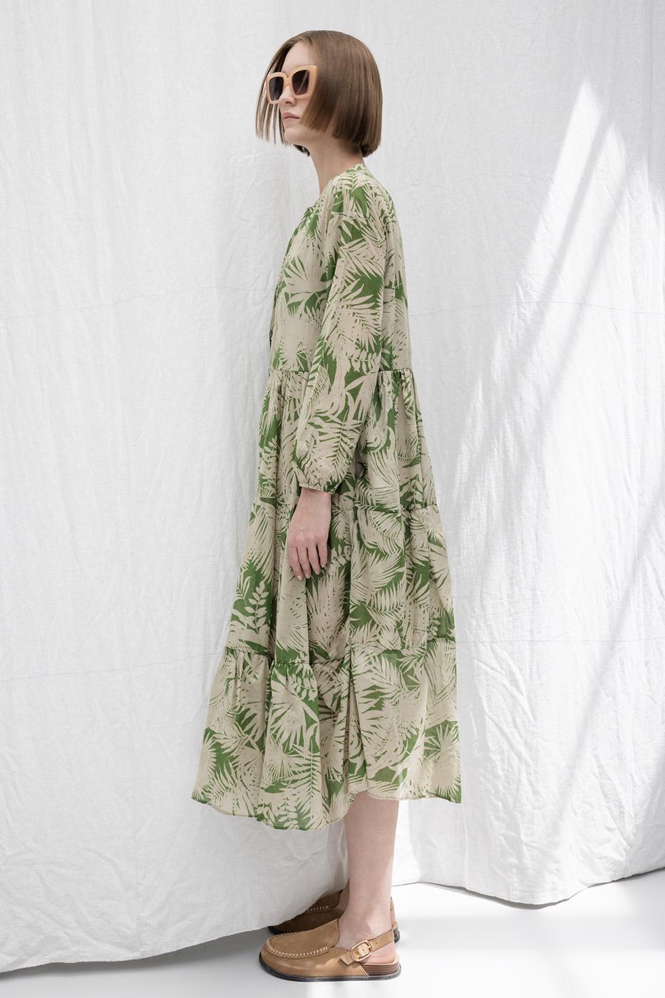 Cotton Patterned Midi Dress
