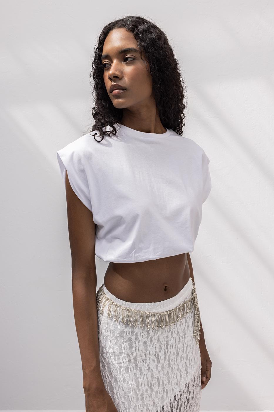 Crop Balloon T-shirt White