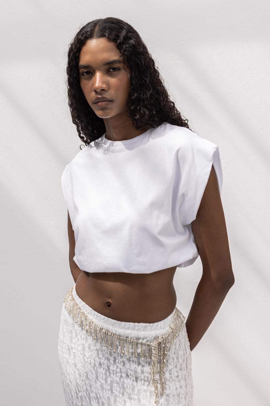 Crop Balloon T-shirt White