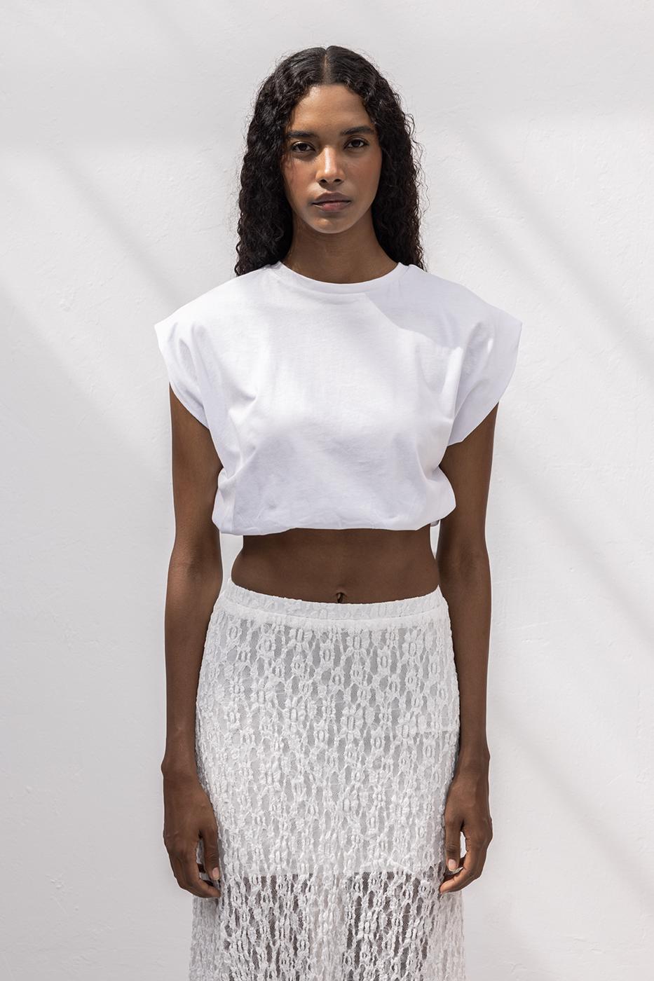 Crop Balloon T-shirt White