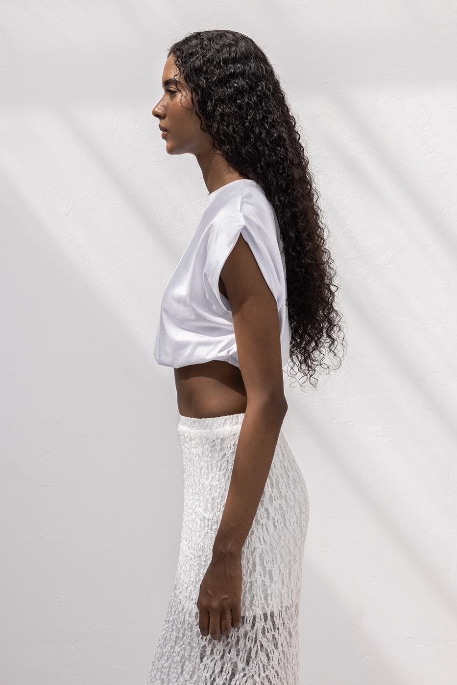 Crop Balloon T-shirt White