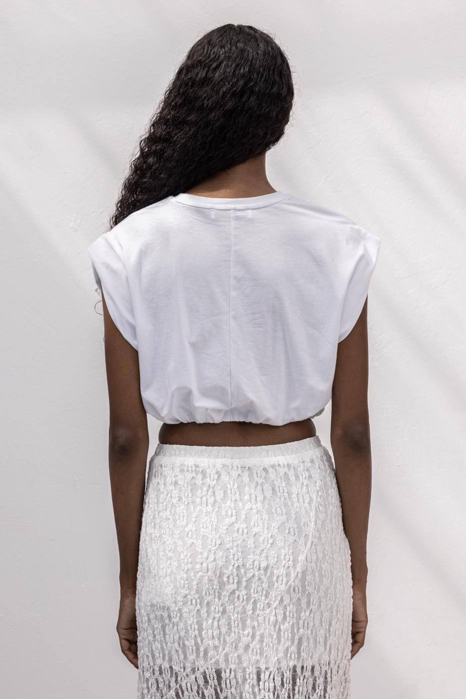 Crop Balloon T-shirt White