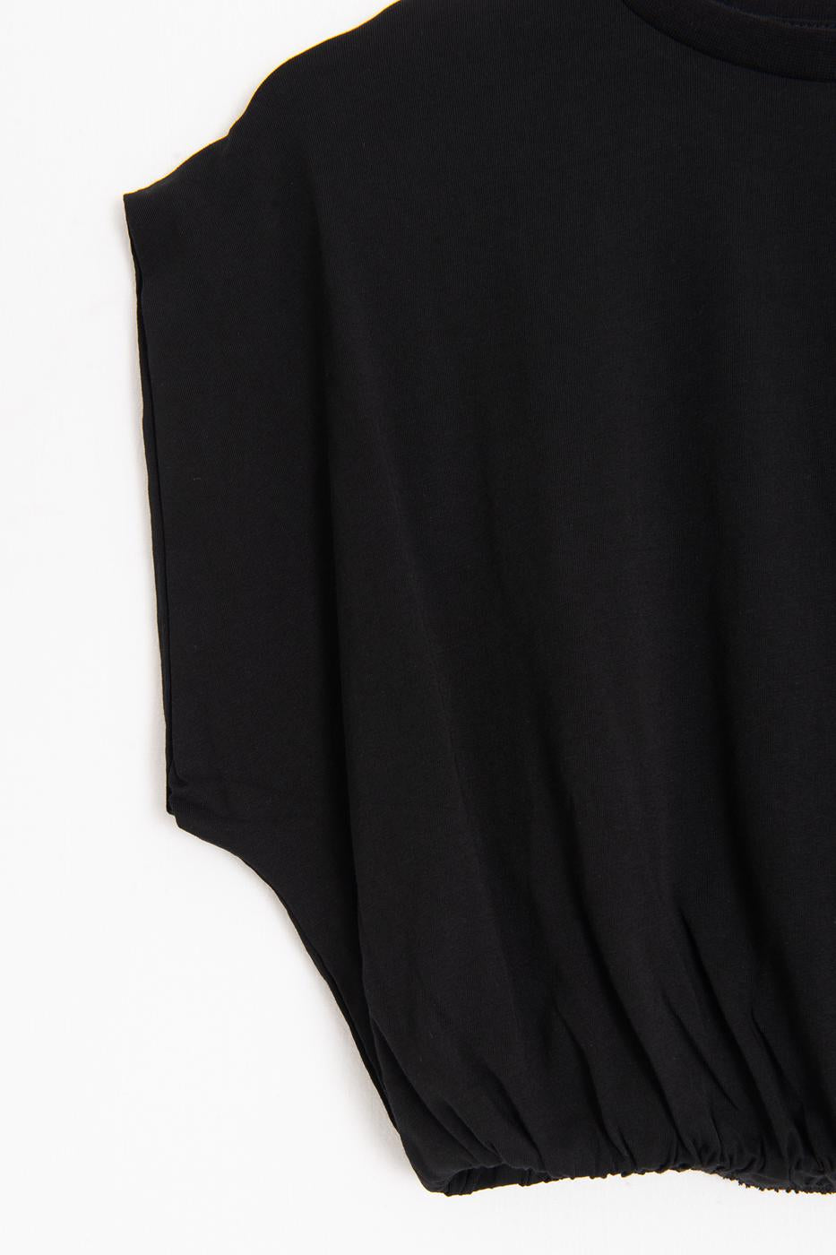 Crop Balloon T-shirt Black