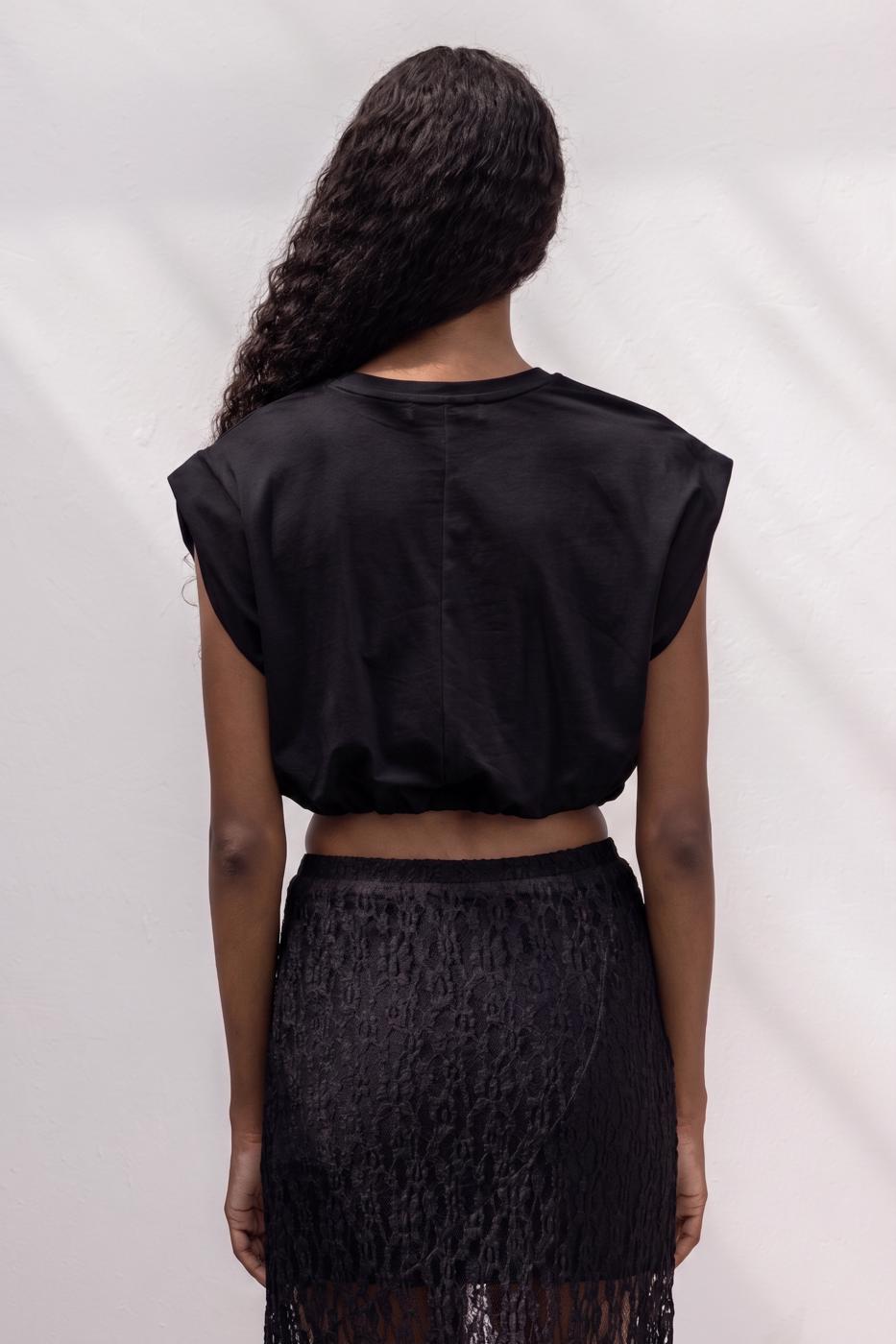Crop Balloon T-shirt Black