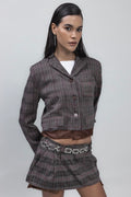 Crop Blazer Jacket Brown
