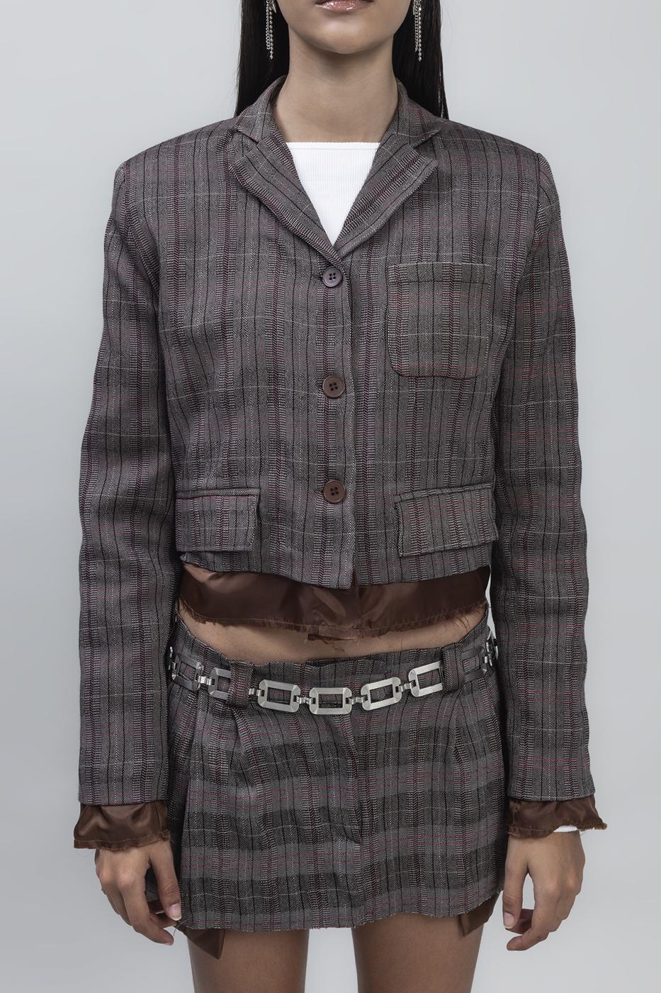 Crop Blazer Jacket Brown