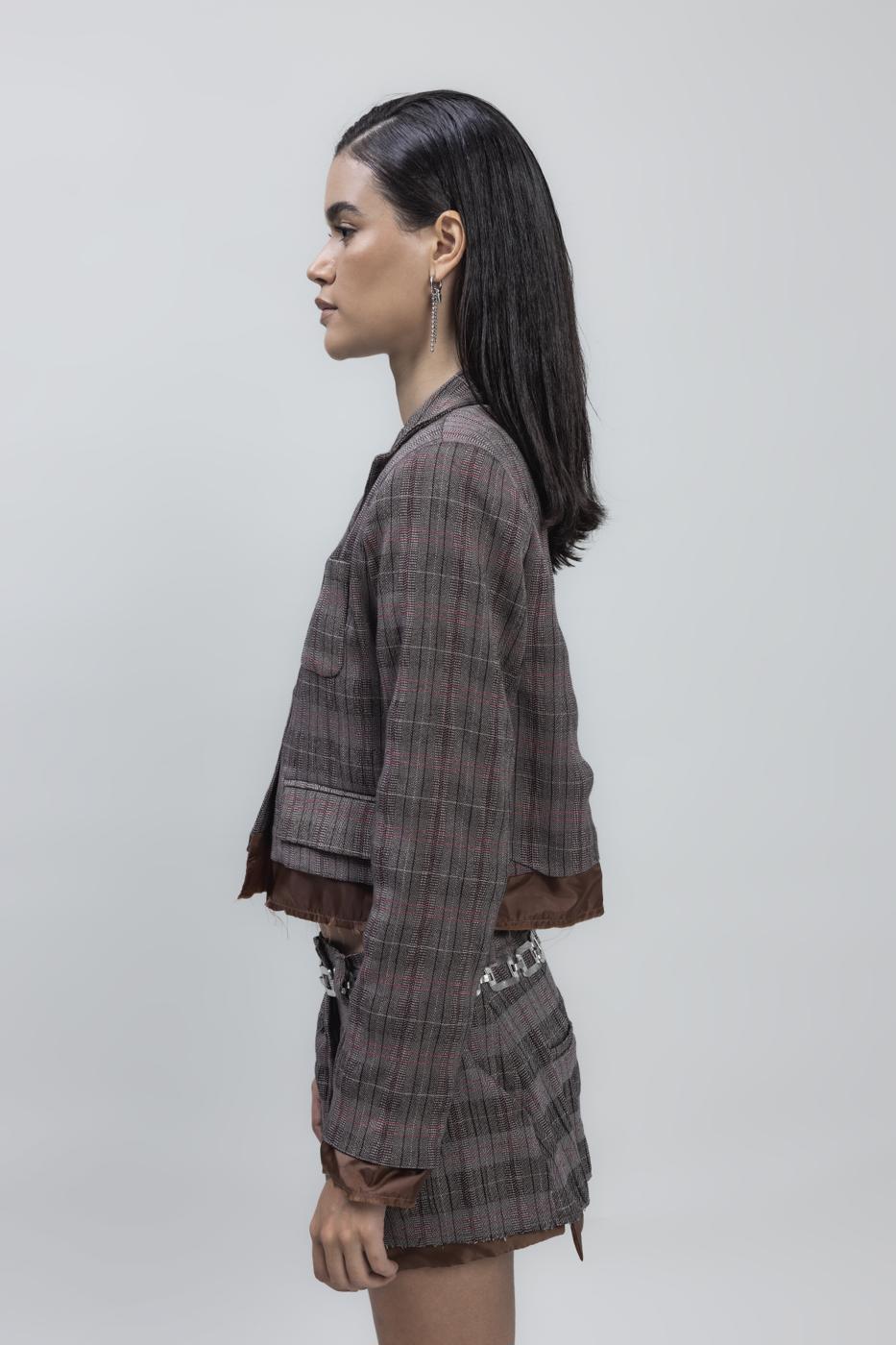 Crop Blazer Jacket Brown