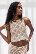 Crop Knit Blouse Beige