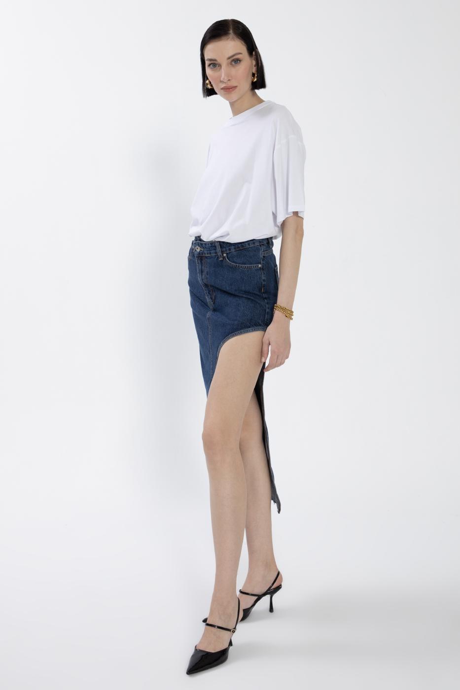 Cut Out Denim Skirt Blue