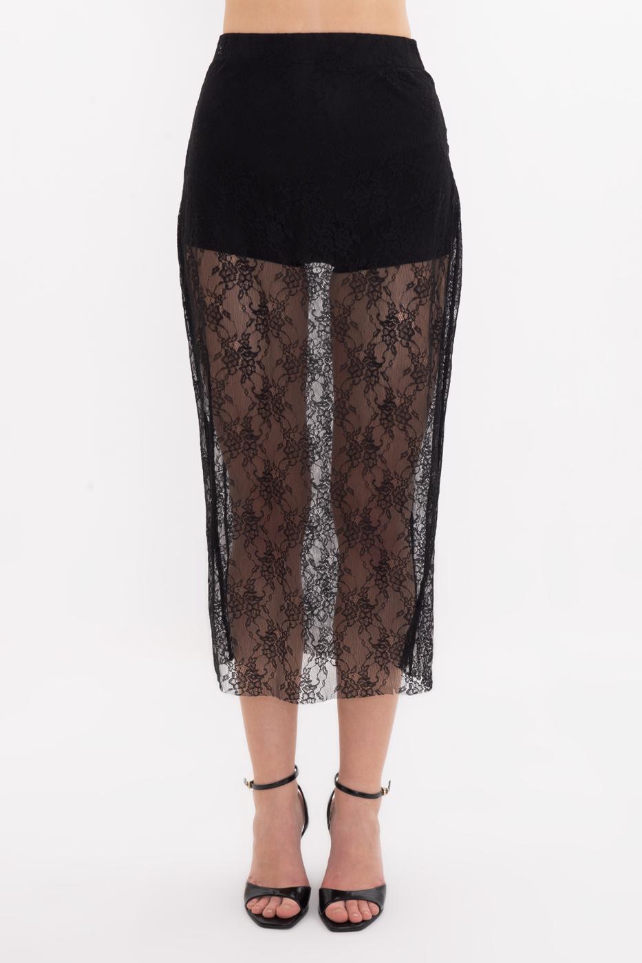 Lace Midi Skirt Black