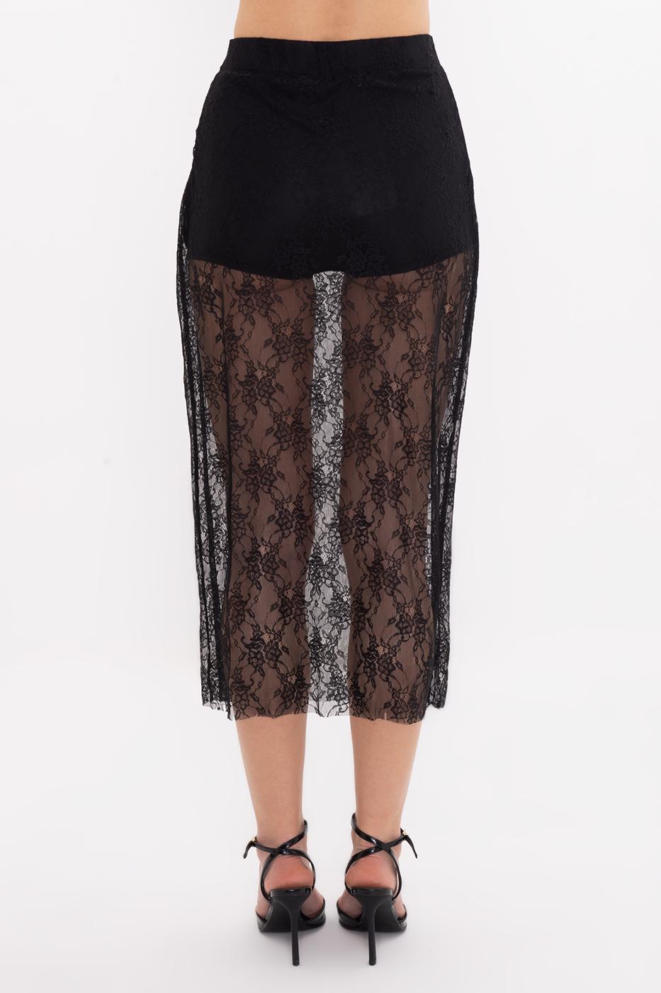 Lace Midi Skirt Black