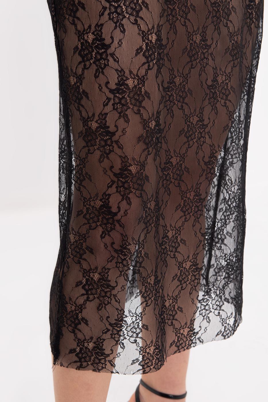 Lace Midi Skirt Black