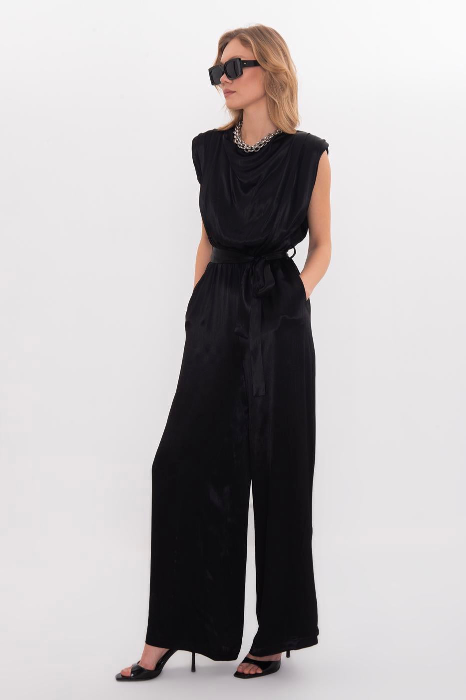 Sleeveless Jumpsuit with V-Neck