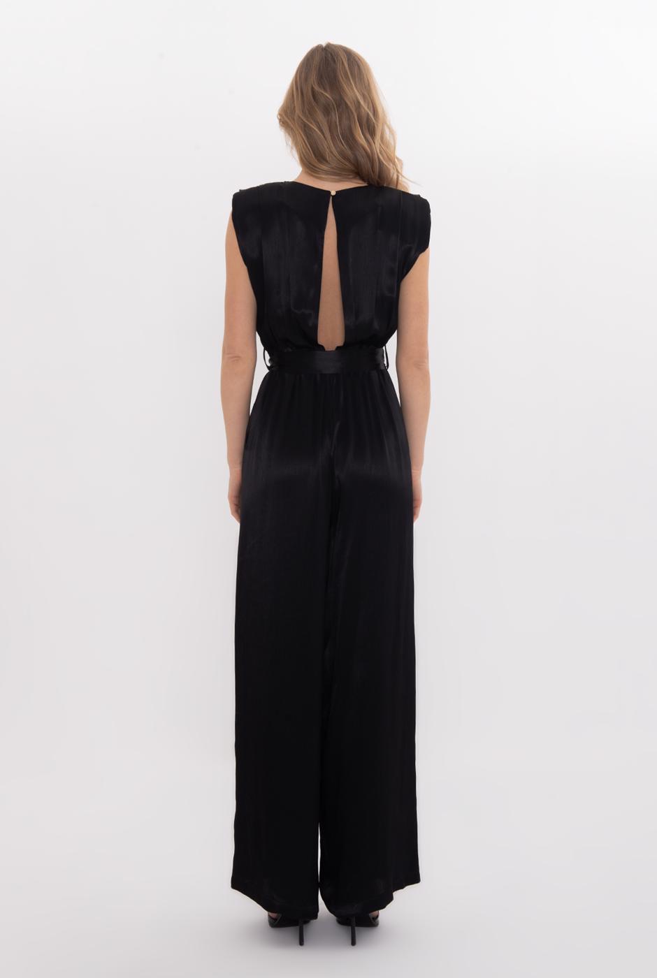 Sleeveless Jumpsuit with V-Neck