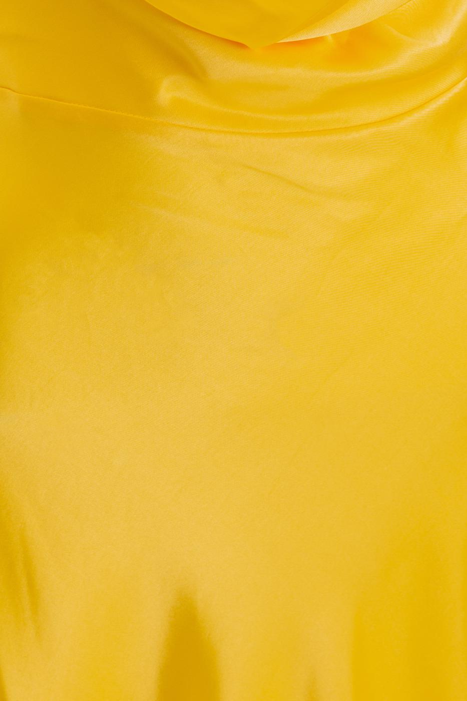 Cowl Neck Maxi Satin Dress Yellow