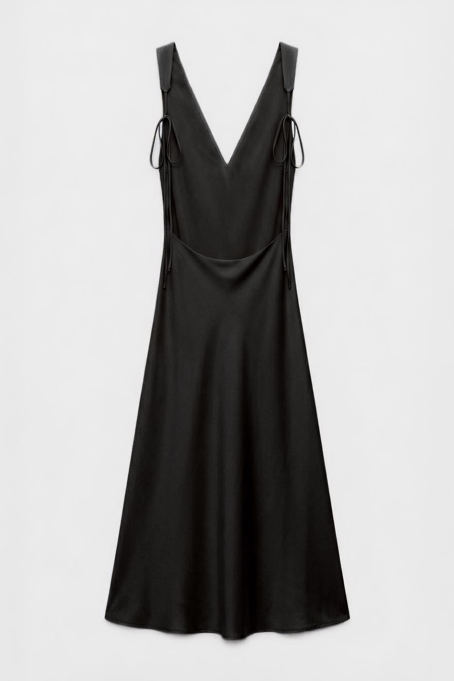 Cowl Neck Maxi Satin Dress Black