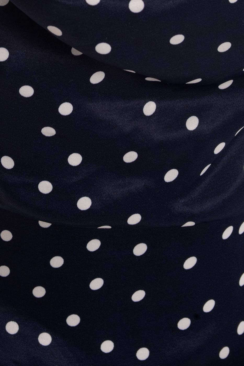 Satin Blouse with Plunging Collar Navy