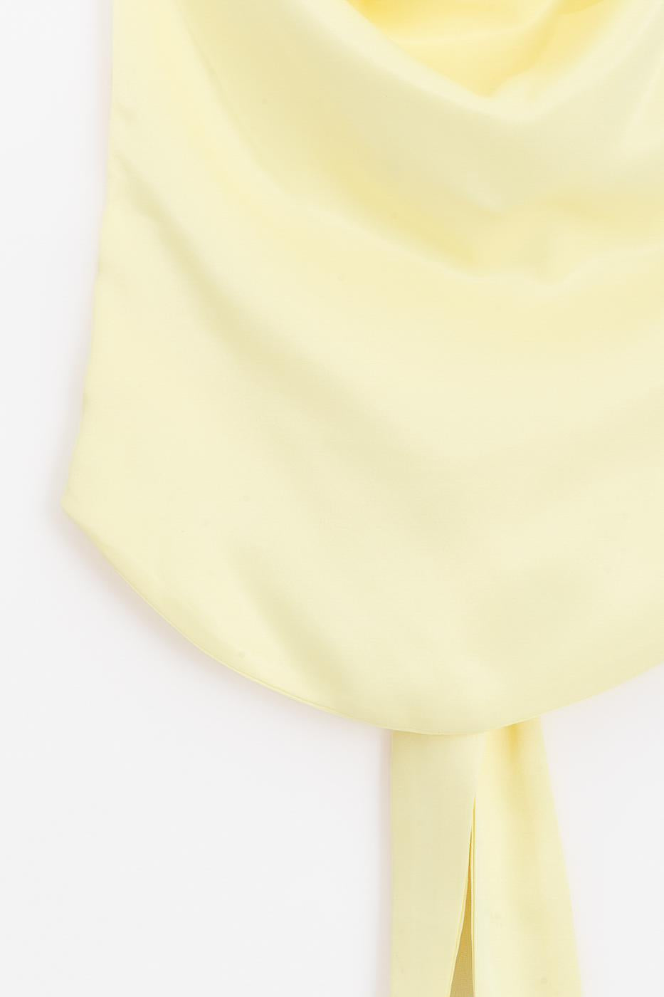 Satin Blouse with Plunging Collar Yellow