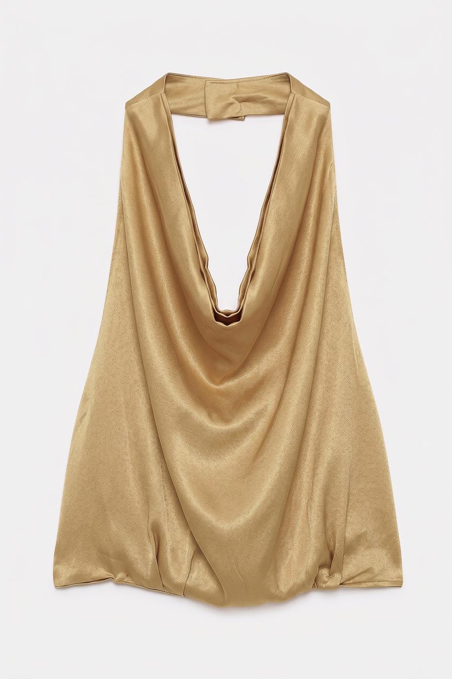 V-neck satin blouse Gold