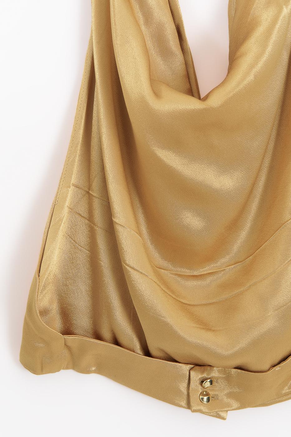 V-neck satin blouse Gold