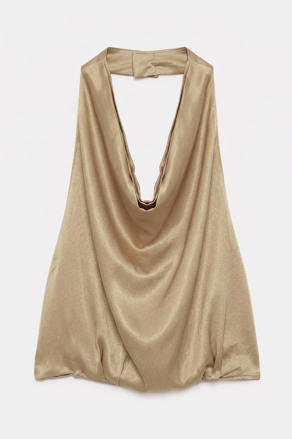 V-neck satin blouse Mıxed