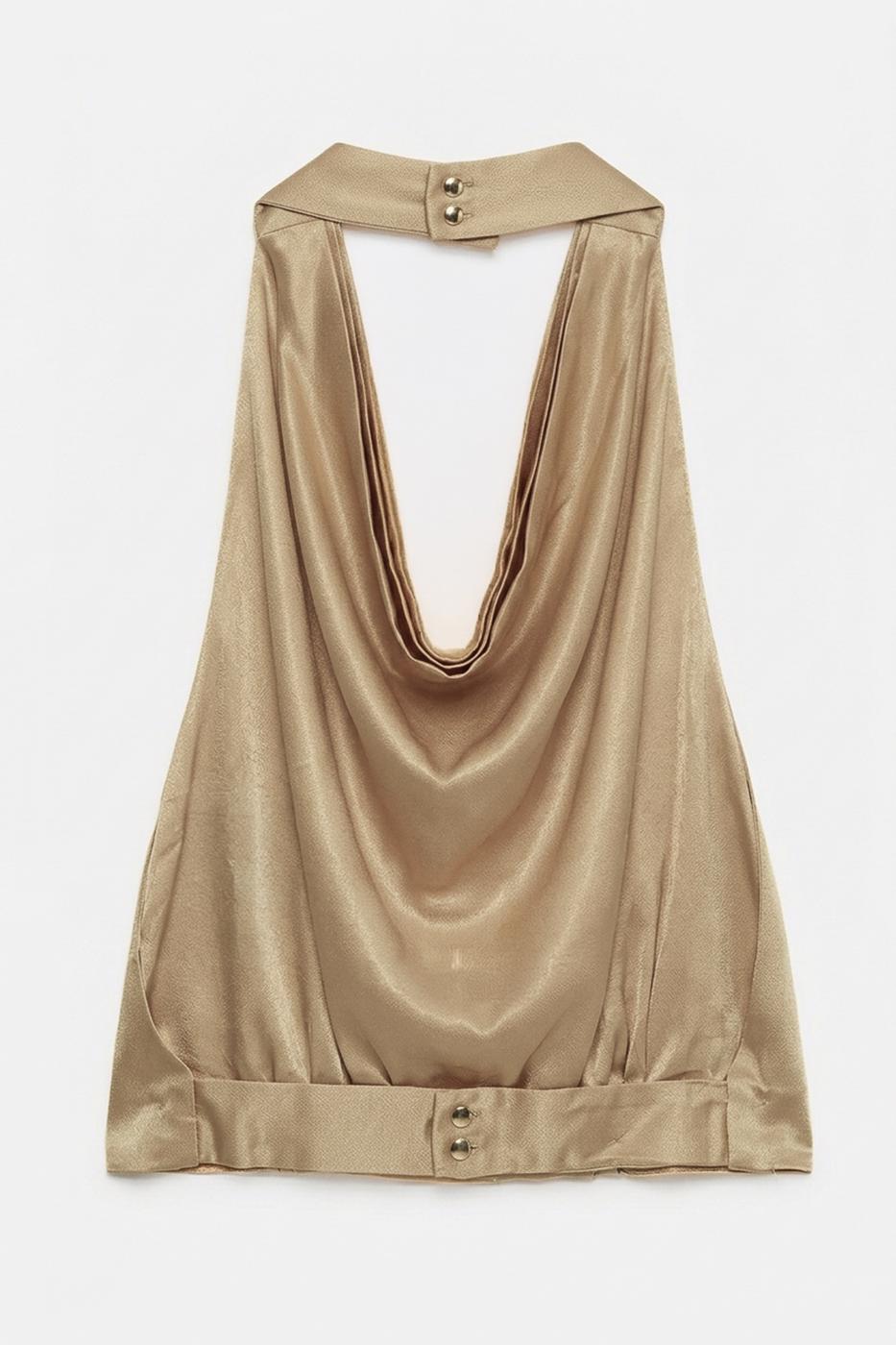 V-neck satin blouse Mıxed