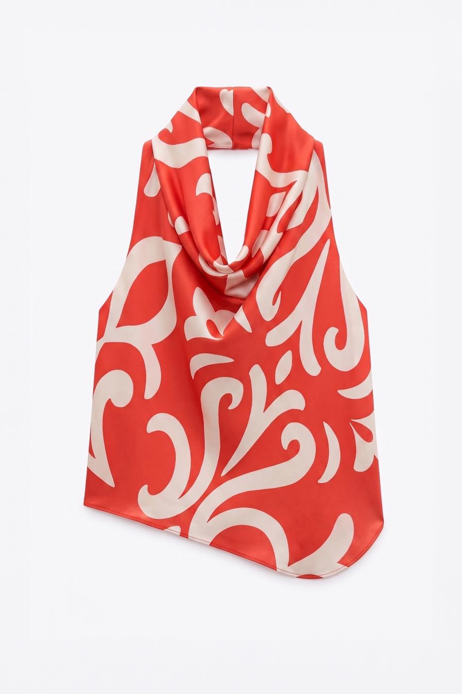 Satin Blouse with Cowl Neck