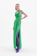 Cowlneck maxi dress with slit