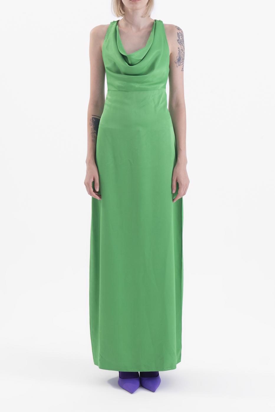 Cowlneck maxi dress with slit