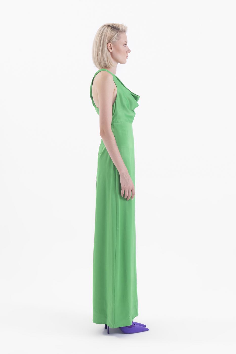 Cowlneck maxi dress with slit