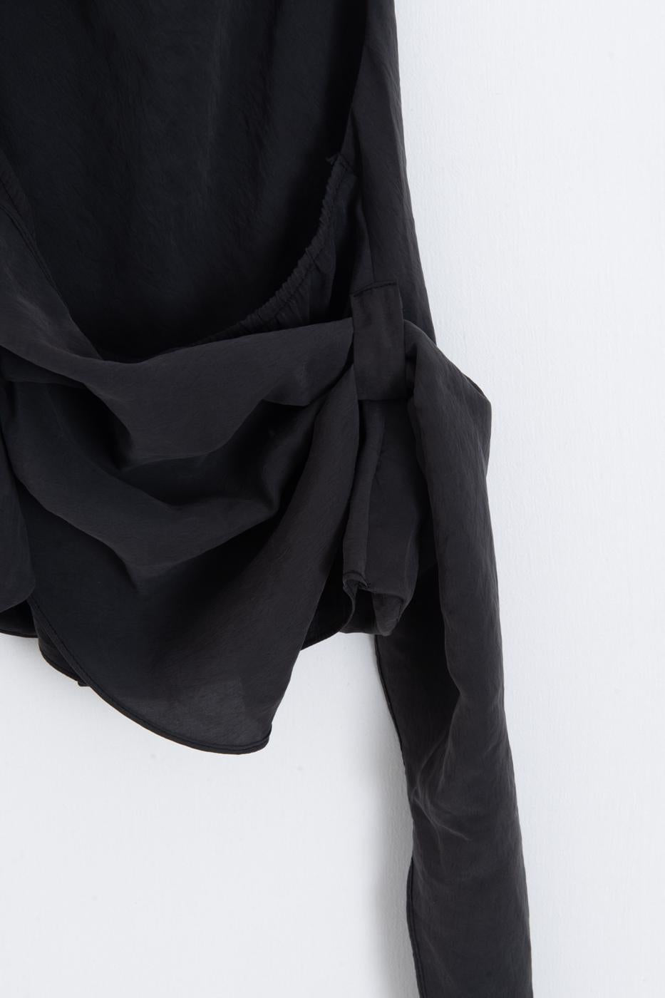 V-neck tie-up Modal Blouse Anthracite