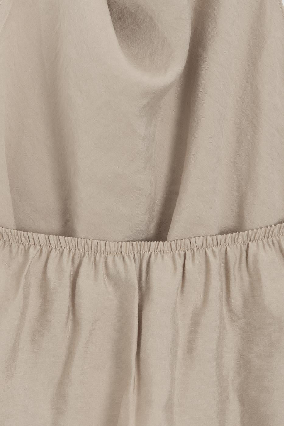 V-neck tie-up Modal Blouse Beige
