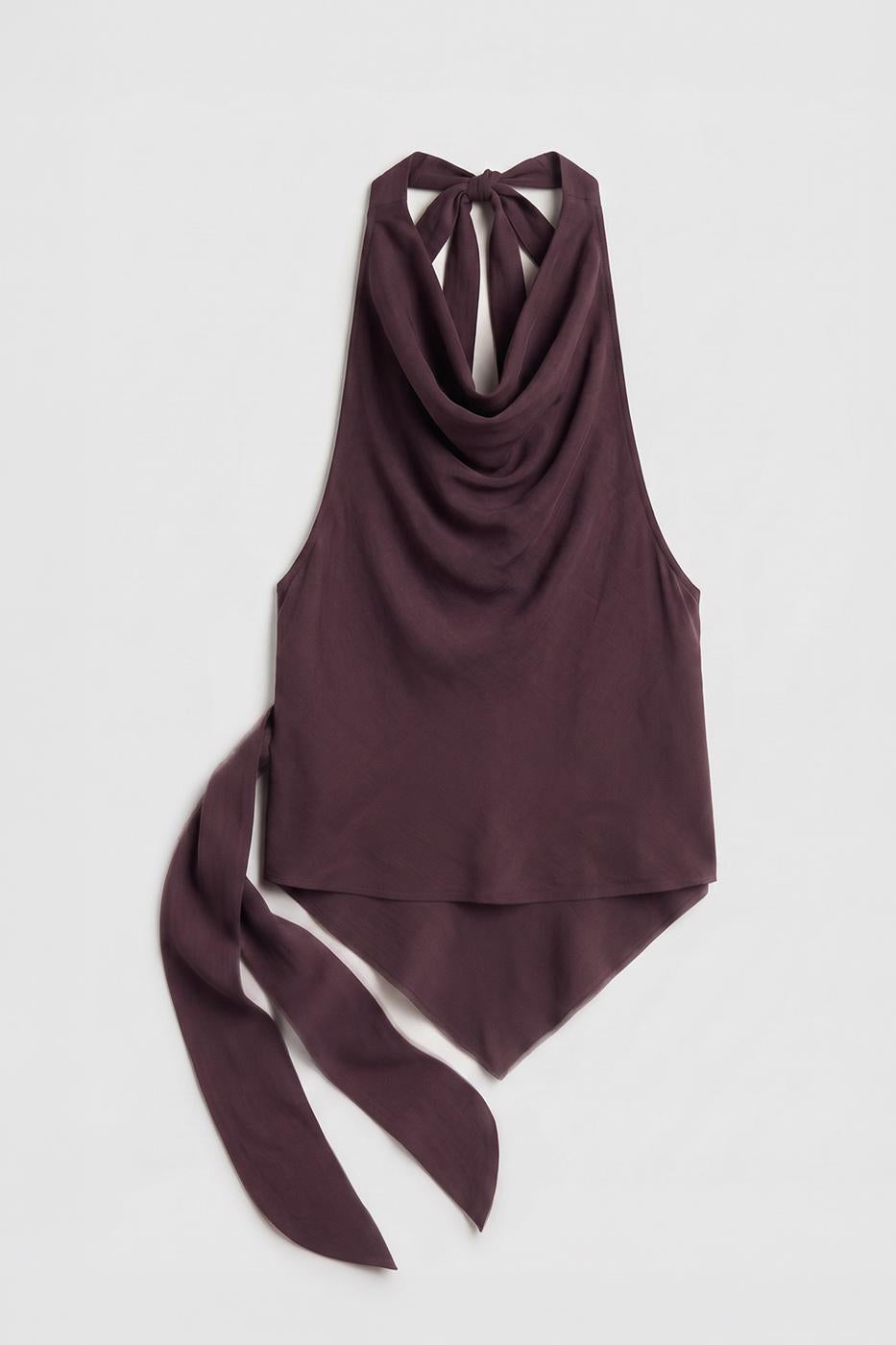 V-neck tie-up Modal Blouse Purple
