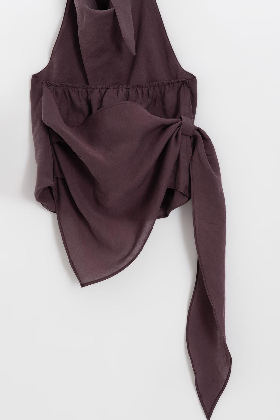 V-neck tie-up Modal Blouse Purple
