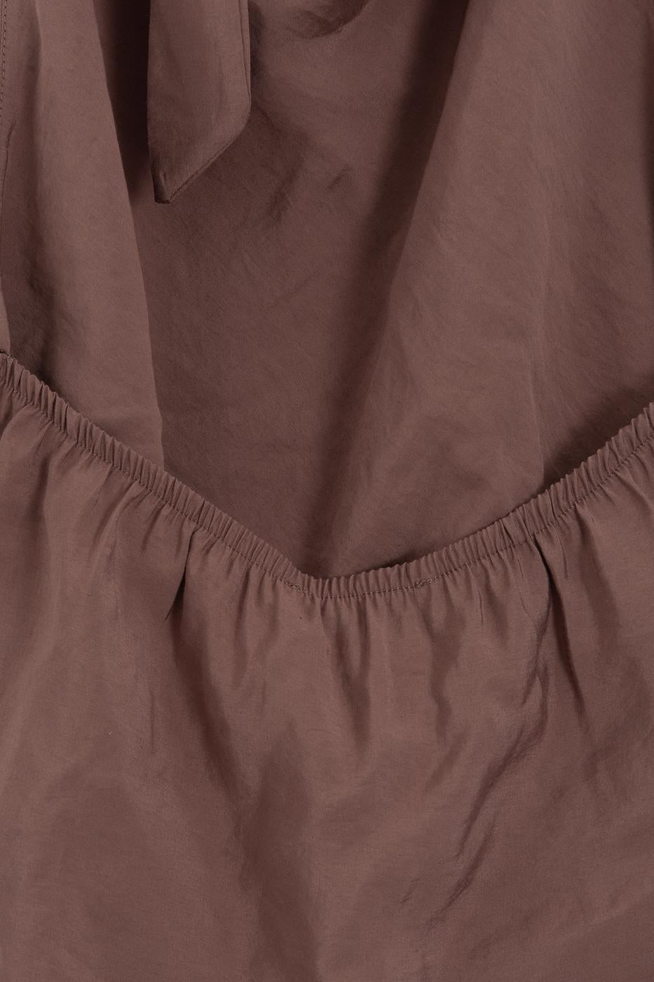 V-neck tie-up Modal Blouse Cinnamon