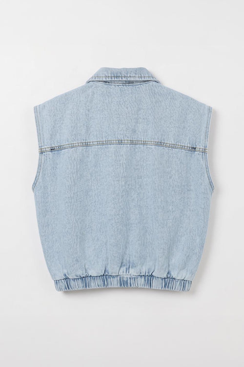 Denim Pocket Puffer Vest Navy