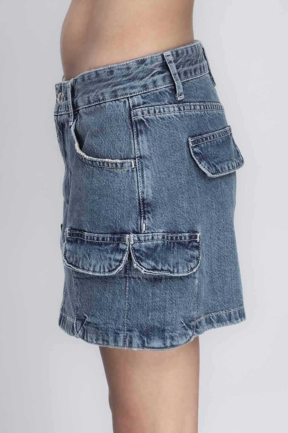 Denim Cargo Skirt
