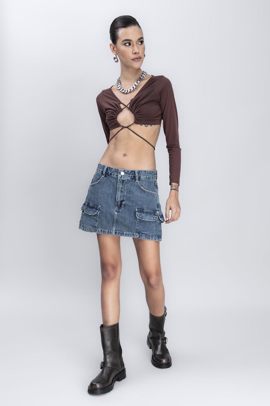 Denim Cargo Skirt