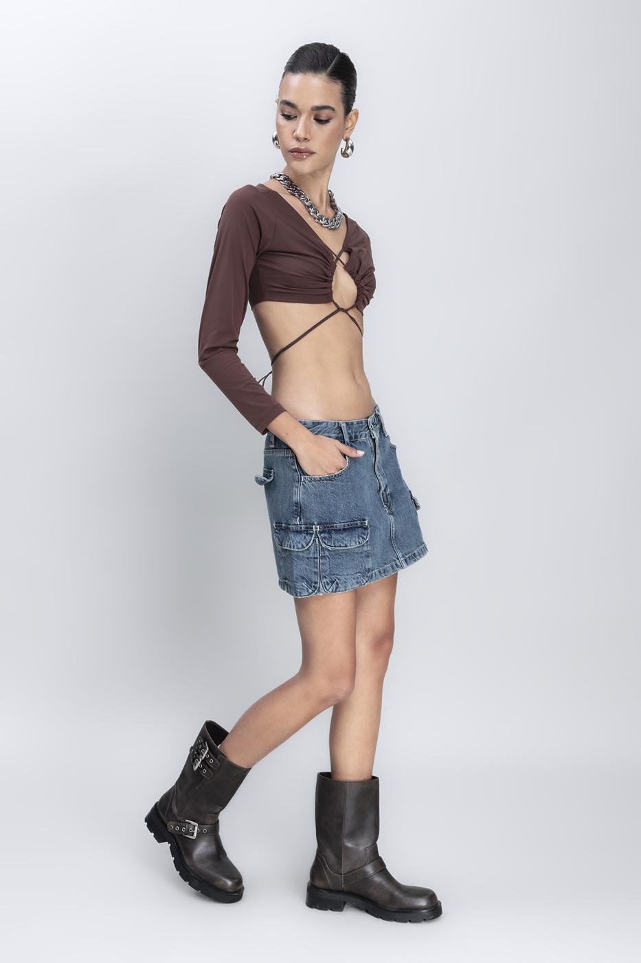 Denim Cargo Skirt