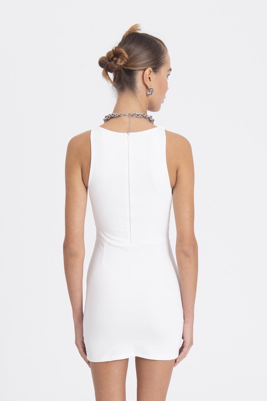 Plunging neckline mini dress