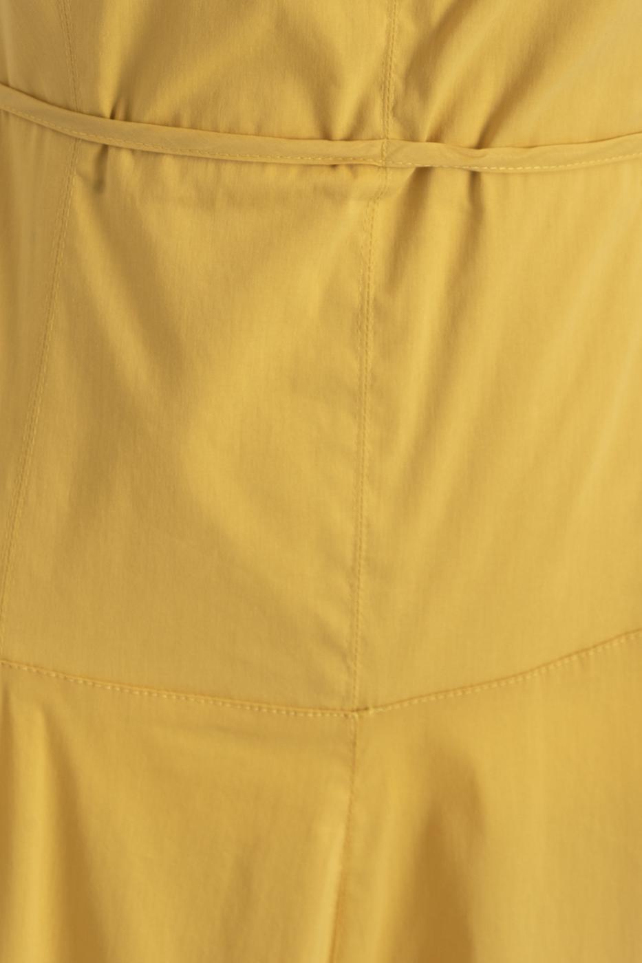 Deep Square Neck Midi Dress with Ruffle Detail on the Skirt Yellow