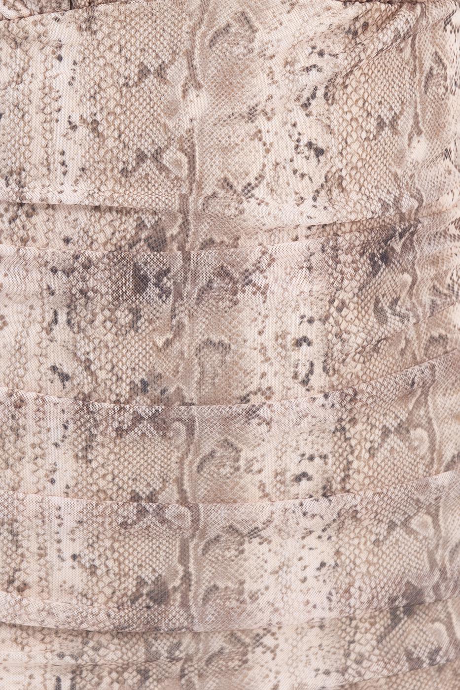 Deep V-neck mini dress Beige