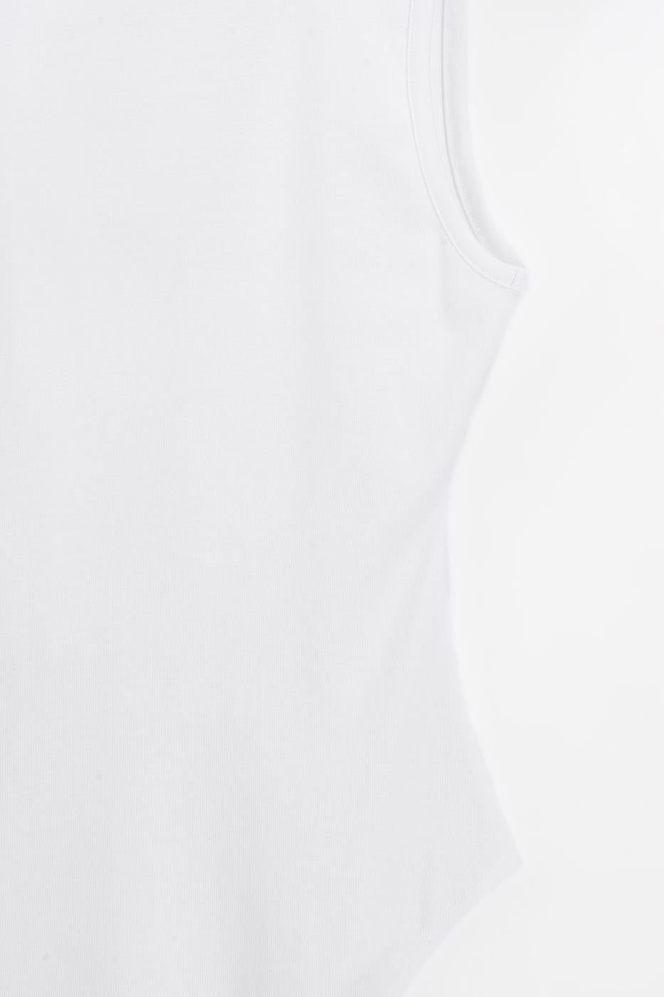 Deep V-Neck Sleeveless Bodysuit White