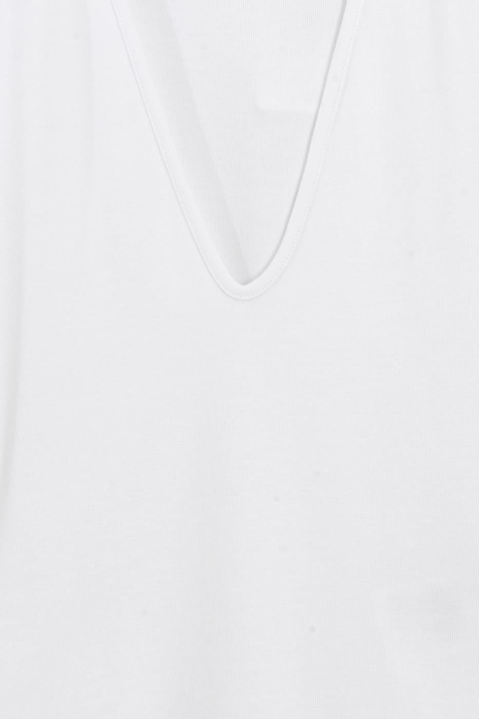 Deep V-Neck Sleeveless Bodysuit White