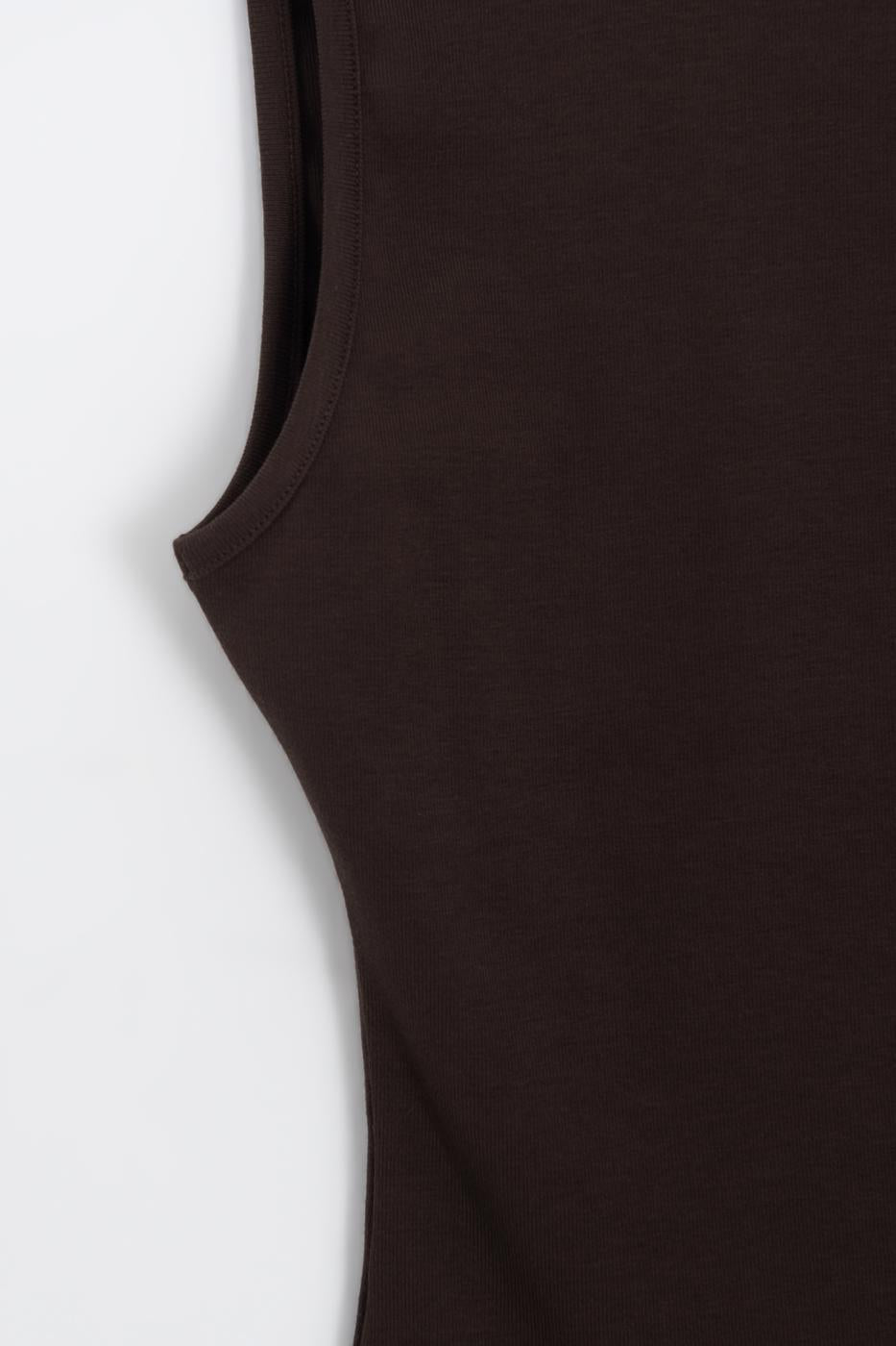 Deep V-Neck Sleeveless Bodysuit Brown
