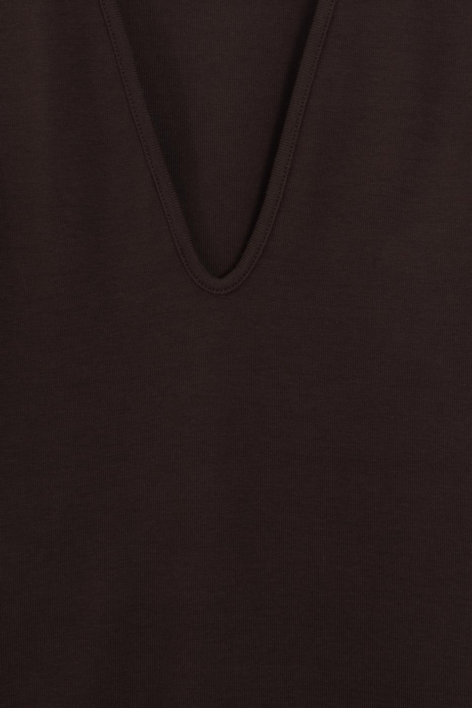 Deep V-Neck Sleeveless Bodysuit Brown